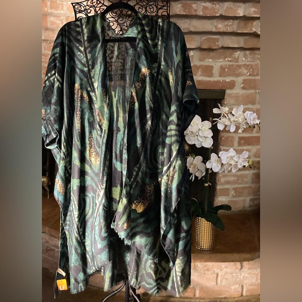 LF Green and Black Sheer Kimono